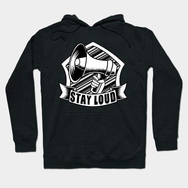 STAY LOUD MEGAPHONE SIMPLE LOGO white Hoodie by OXVIANART